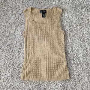 Women's Lauren Ralph Lauren Gold metallic Cable knit Sleeveless Shirt